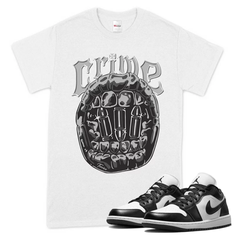 TeeVivo T-Shirt Match Air Jordan 1 Low Panda Crime – Air Jordan 1 Shirt, AJ1 Shirt