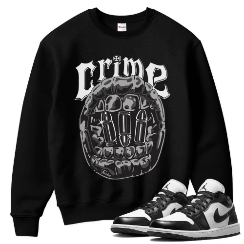 TeeVivo Sweatshirt Match Air Jordan 1 Low Panda Crime – Air Jordan 1 Sweatshirt, AJ1 Sweatshirt