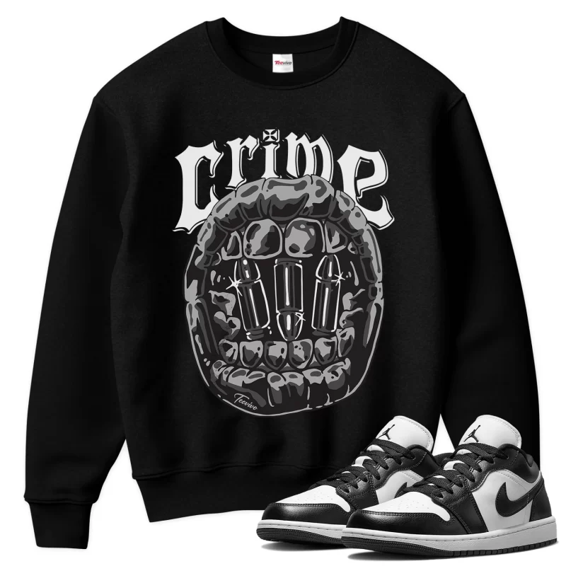 TeeVivo Sweatshirt Match Air Jordan 1 Low Panda Crime – Air Jordan 1 Sweatshirt, AJ1 Sweatshirt