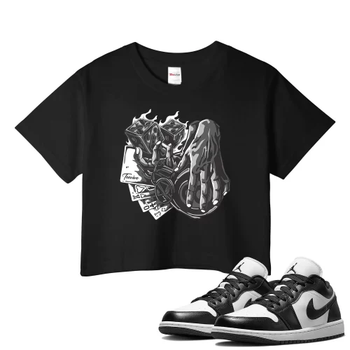 TeeVivo Crop Top Match Air Jordan 1 Low Panda Gambling – Air Jordan 1 Crop Top, AJ1 Crop Top