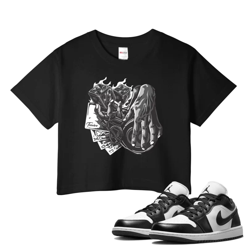 TeeVivo Crop Top Match Air Jordan 1 Low Panda Gambling – Air Jordan 1 Crop Top, AJ1 Crop Top