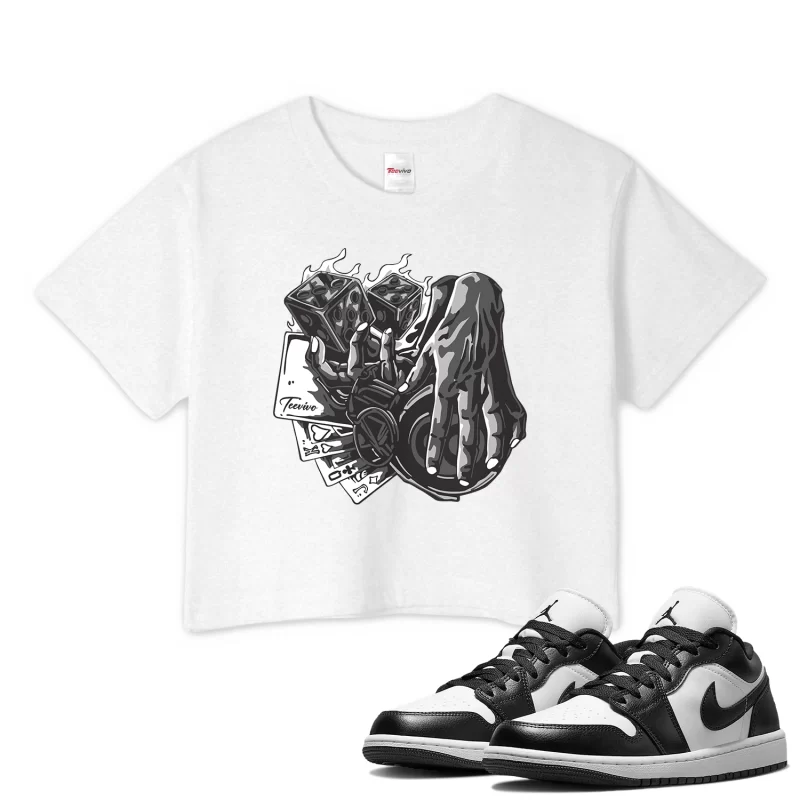 TeeVivo Crop Top Match Air Jordan 1 Low Panda Gambling – Air Jordan 1 Crop Top, AJ1 Crop Top