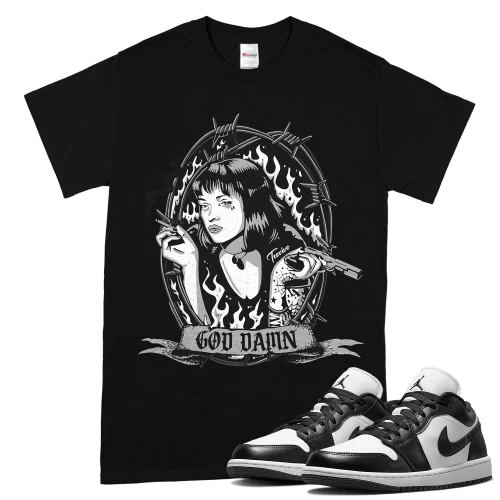 TeeVivo T-Shirt Match Air Jordan 1 Low Panda God Daaamn – Air Jordan 1 Shirt, AJ1 Shirt