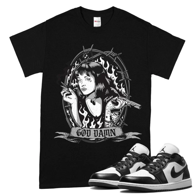 TeeVivo T-Shirt Match Air Jordan 1 Low Panda God Daaamn – Air Jordan 1 Shirt, AJ1 Shirt