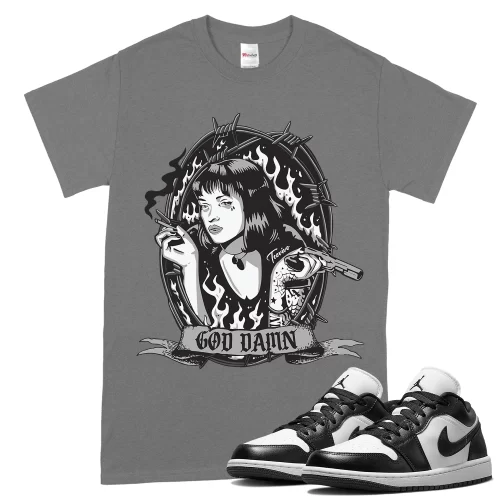 TeeVivo T-Shirt Match Air Jordan 1 Low Panda God Daaamn – Air Jordan 1 Shirt, AJ1 Shirt