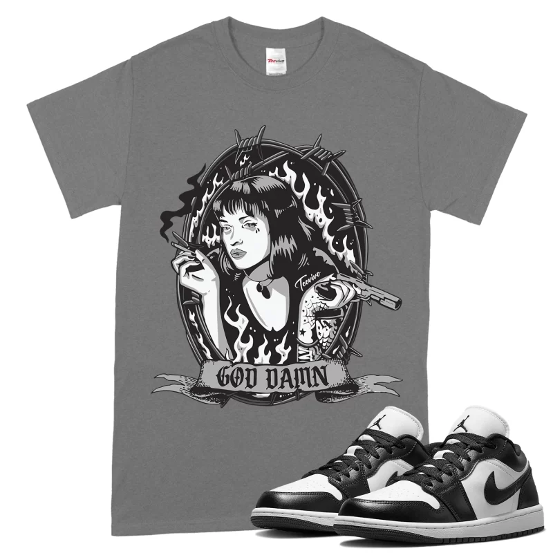 TeeVivo T-Shirt Match Air Jordan 1 Low Panda God Daaamn – Air Jordan 1 Shirt, AJ1 Shirt