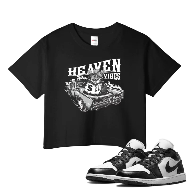 TeeVivo Crop Top Match Air Jordan 1 Low Panda Heaven vibes – Air Jordan 1 Crop Top, AJ1 Crop Top