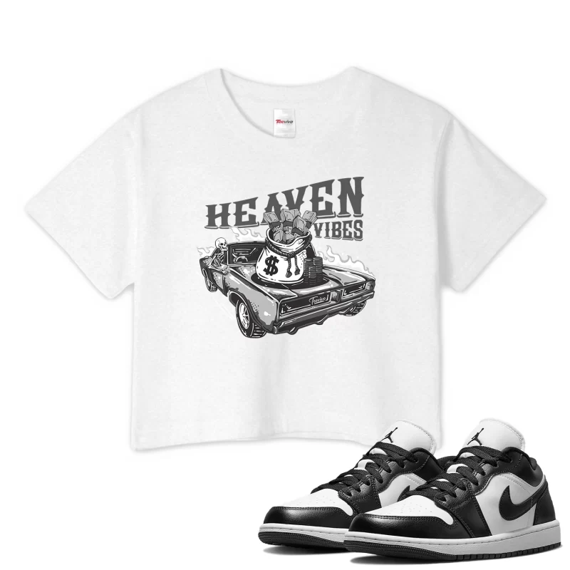 TeeVivo Crop Top Match Air Jordan 1 Low Panda Heaven vibes – Air Jordan 1 Crop Top, AJ1 Crop Top