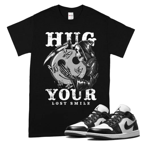TeeVivo T-Shirt Match Air Jordan 1 Low Panda Hug your lost smile – Air Jordan 1 Shirt, AJ1 Shirt