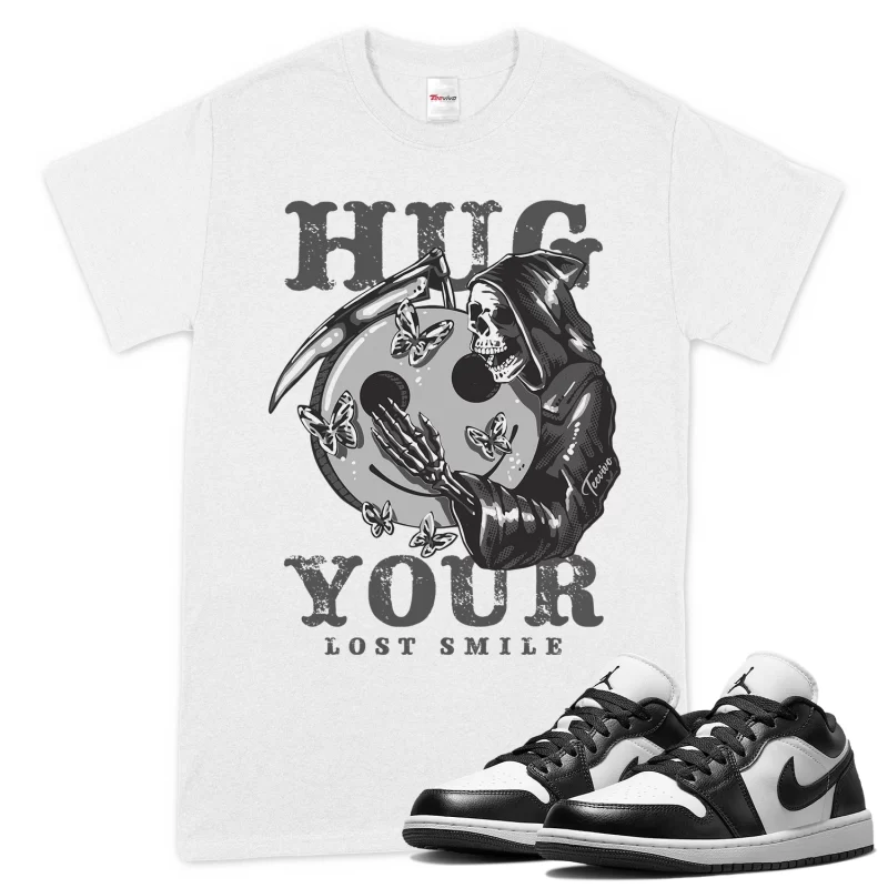 TeeVivo T-Shirt Match Air Jordan 1 Low Panda Hug your lost smile – Air Jordan 1 Shirt, AJ1 Shirt