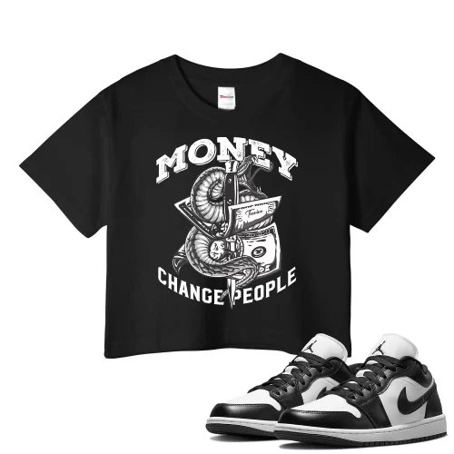TeeVivo Crop Top Match Air Jordan 1 Low Panda Money change people – Air Jordan 1 Crop Top, AJ1 Crop Top