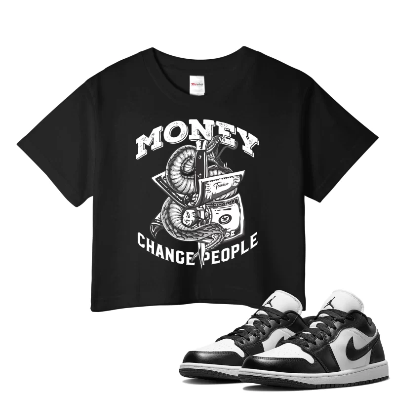 TeeVivo Crop Top Match Air Jordan 1 Low Panda Money change people – Air Jordan 1 Crop Top, AJ1 Crop Top