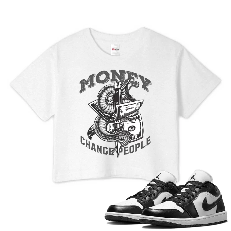 TeeVivo Crop Top Match Air Jordan 1 Low Panda Money change people – Air Jordan 1 Crop Top, AJ1 Crop Top