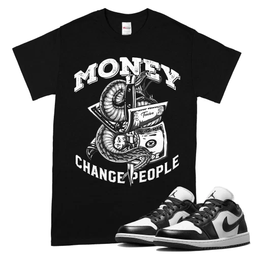 TeeVivo T-Shirt Match Air Jordan 1 Low Panda Money change people – Air Jordan 1 Shirt, AJ1 Shirt