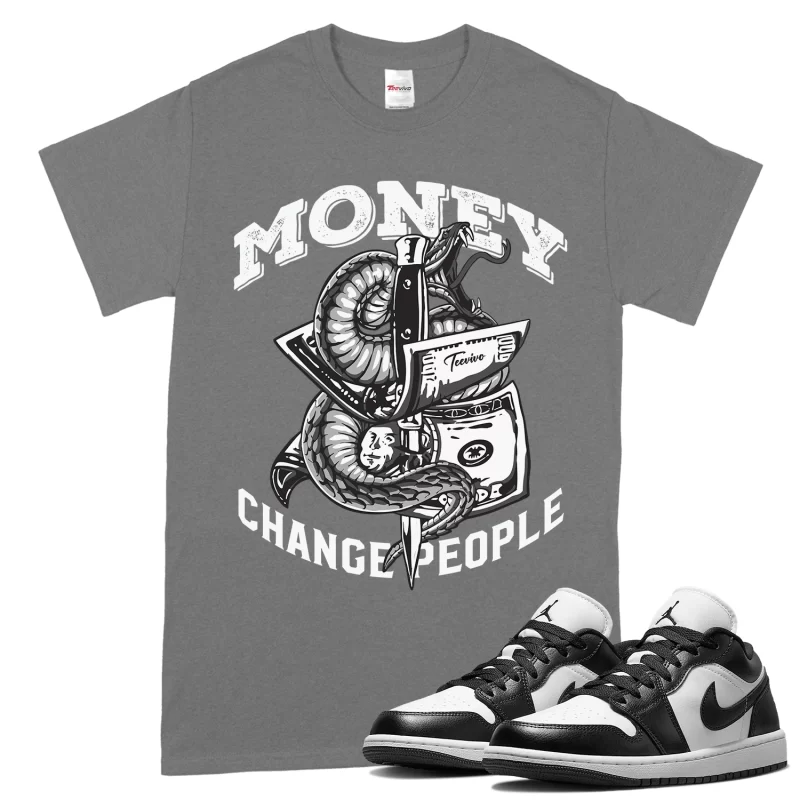 TeeVivo T-Shirt Match Air Jordan 1 Low Panda Money change people – Air Jordan 1 Shirt, AJ1 Shirt
