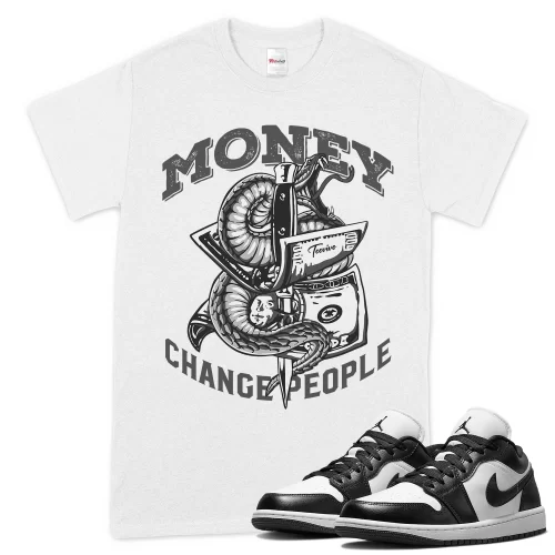 TeeVivo T-Shirt Match Air Jordan 1 Low Panda Money change people – Air Jordan 1 Shirt, AJ1 Shirt
