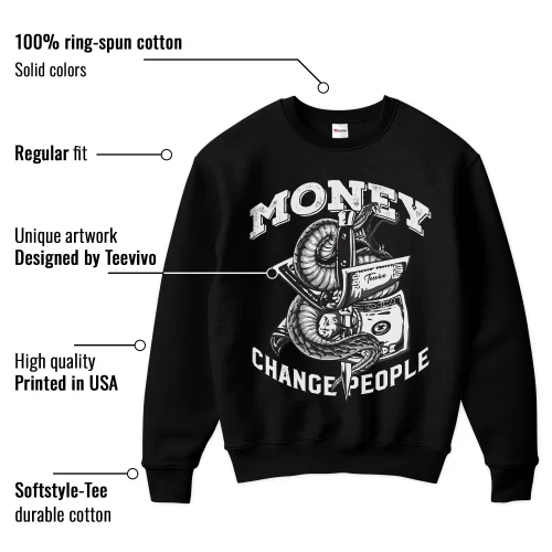TeeVivo Sweatshirt Match Air Jordan 1 Low Panda Money change people – Air Jordan 1 Sweatshirt, AJ1 Sweatshirt