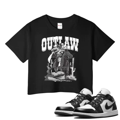 TeeVivo Crop Top Match Air Jordan 1 Low Panda Outlaw – Air Jordan 1 Crop Top, AJ1 Crop Top