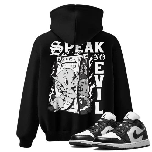 TeeVivo Hoodie Match Air Jordan 1 Low Panda Speak no evil – Air Jordan 1 Hoodie, AJ1 Hoodie