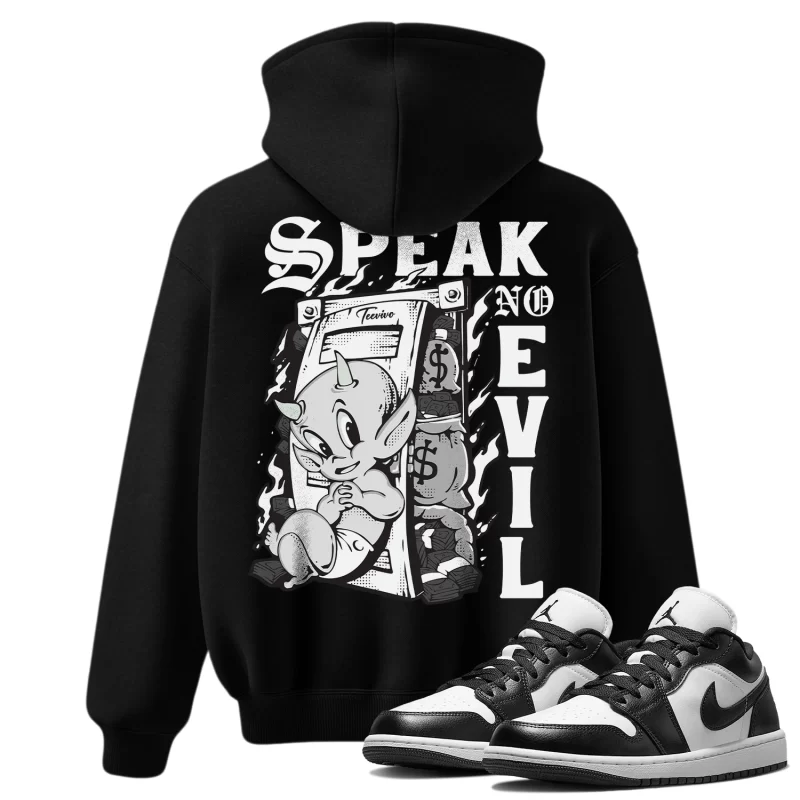 TeeVivo Hoodie Match Air Jordan 1 Low Panda Speak no evil – Air Jordan 1 Hoodie, AJ1 Hoodie