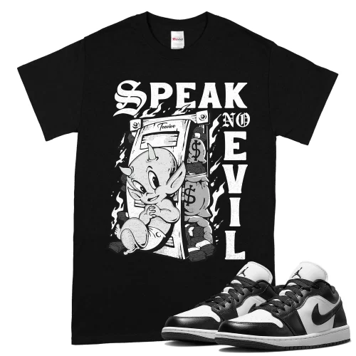 TeeVivo T-Shirt Match Air Jordan 1 Low Panda Speak no evil – Air Jordan 1 Shirt, AJ1 Shirt