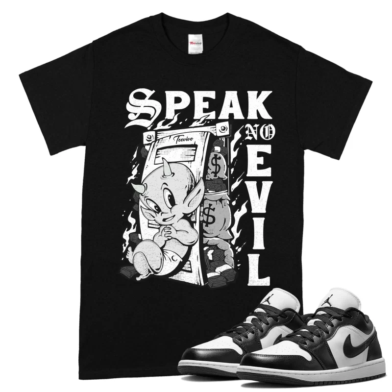 TeeVivo T-Shirt Match Air Jordan 1 Low Panda Speak no evil – Air Jordan 1 Shirt, AJ1 Shirt
