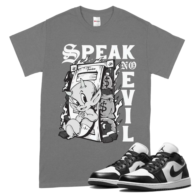 TeeVivo T-Shirt Match Air Jordan 1 Low Panda Speak no evil – Air Jordan 1 Shirt, AJ1 Shirt