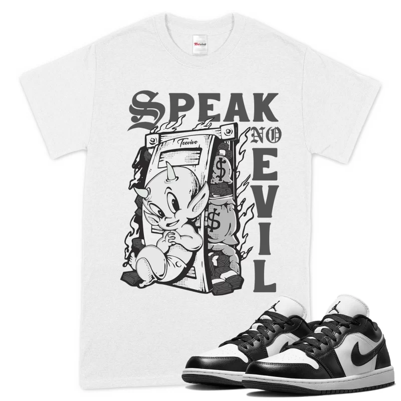 TeeVivo T-Shirt Match Air Jordan 1 Low Panda Speak no evil – Air Jordan 1 Shirt, AJ1 Shirt