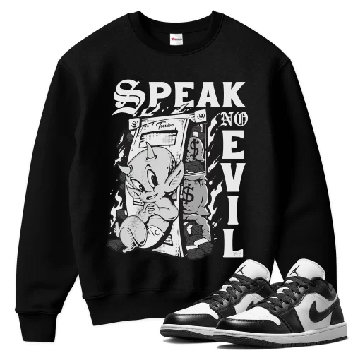 TeeVivo Sweatshirt Match Air Jordan 1 Low Panda Speak no evil – Air Jordan 1 Sweatshirt, AJ1 Sweatshirt