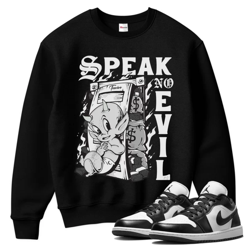 TeeVivo Sweatshirt Match Air Jordan 1 Low Panda Speak no evil – Air Jordan 1 Sweatshirt, AJ1 Sweatshirt