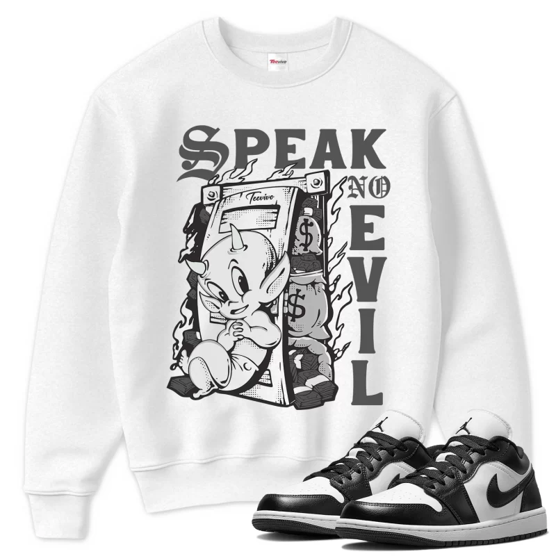 TeeVivo Sweatshirt Match Air Jordan 1 Low Panda Speak no evil – Air Jordan 1 Sweatshirt, AJ1 Sweatshirt