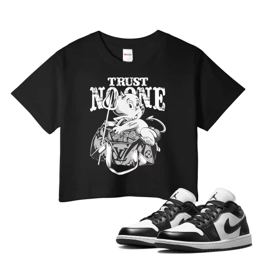 TeeVivo Crop Top Match Air Jordan 1 Low Panda Trust no one – Air Jordan 1 Crop Top, AJ1 Crop Top