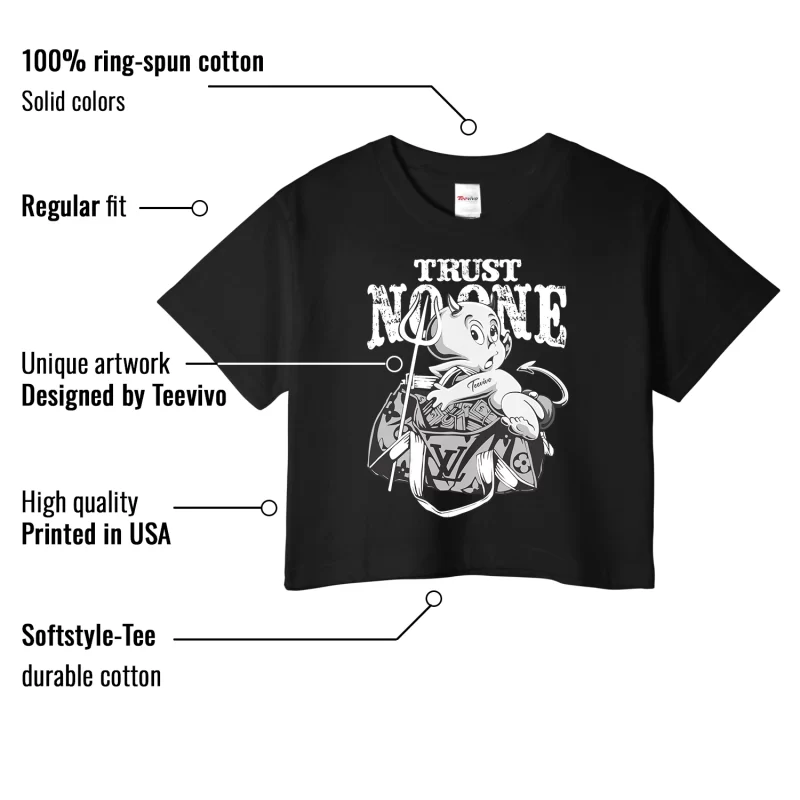 TeeVivo Crop Top Match Air Jordan 1 Low Panda Trust no one – Air Jordan 1 Crop Top, AJ1 Crop Top