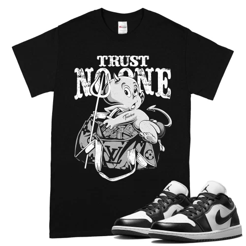TeeVivo T-Shirt Match Air Jordan 1 Low Panda Trust no one – Air Jordan 1 Shirt, AJ1 Shirt