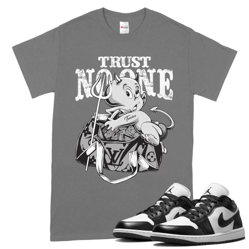 TeeVivo T-Shirt Match Air Jordan 1 Low Panda Trust no one – Air Jordan 1 Shirt, AJ1 Shirt