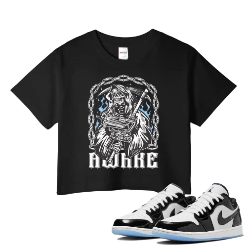 TeeVivo Crop Top Match Air Jordan 1 Low SE Concord Awake – Air Jordan 1 Crop Top, AJ1 Crop Top