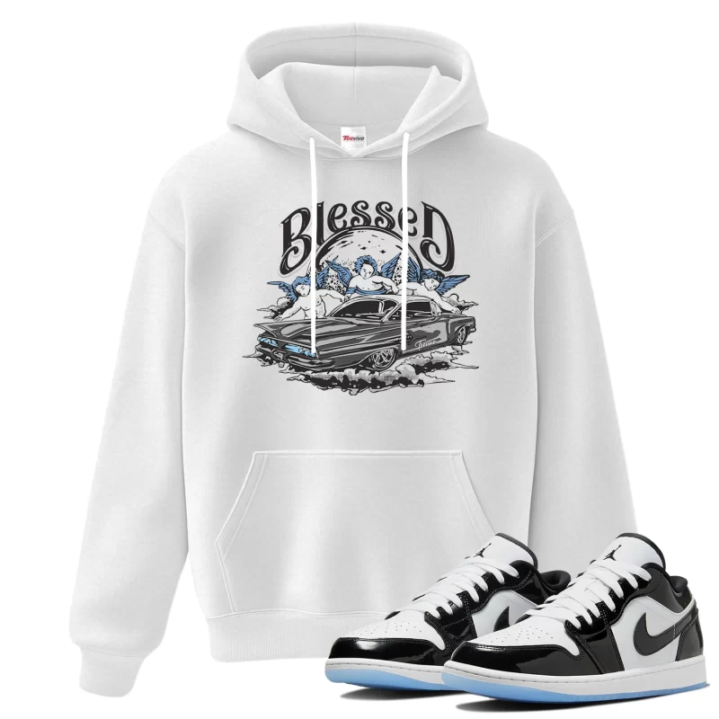 TeeVivo Hoodie Match Air Jordan 1 Low SE Concord Blessed – Air Jordan 1 Hoodie, AJ1 Hoodie