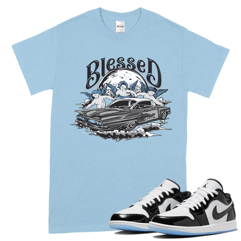 TeeVivo T-Shirt Match Air Jordan 1 Low SE Concord Blessed – Air Jordan 1 Shirt, AJ1 Shirt