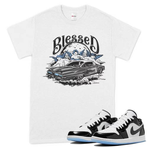 TeeVivo T-Shirt Match Air Jordan 1 Low SE Concord Blessed – Air Jordan 1 Shirt, AJ1 Shirt