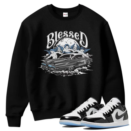 TeeVivo Sweatshirt Match Air Jordan 1 Low SE Concord Blessed – Air Jordan 1 Sweatshirt, AJ1 Sweatshirt