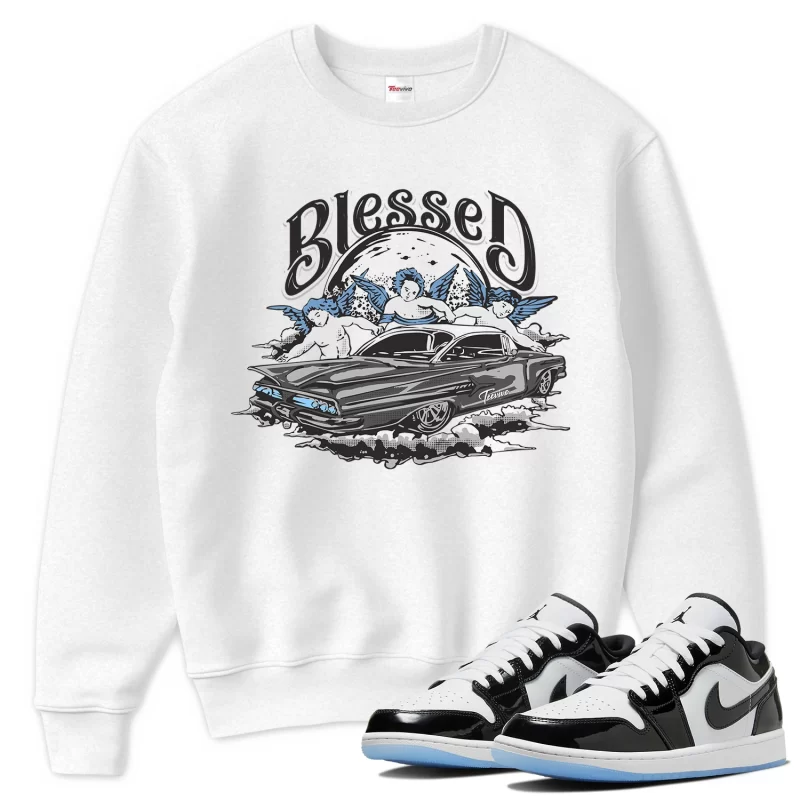 TeeVivo Sweatshirt Match Air Jordan 1 Low SE Concord Blessed – Air Jordan 1 Sweatshirt, AJ1 Sweatshirt