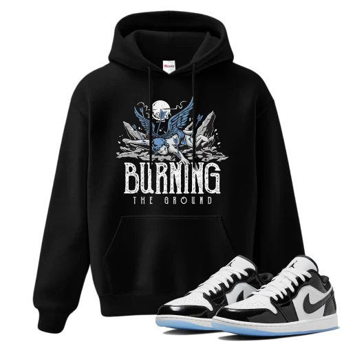 TeeVivo Hoodie Match Air Jordan 1 Low SE Concord Burning the ground – Air Jordan 1 Hoodie, AJ1 Hoodie