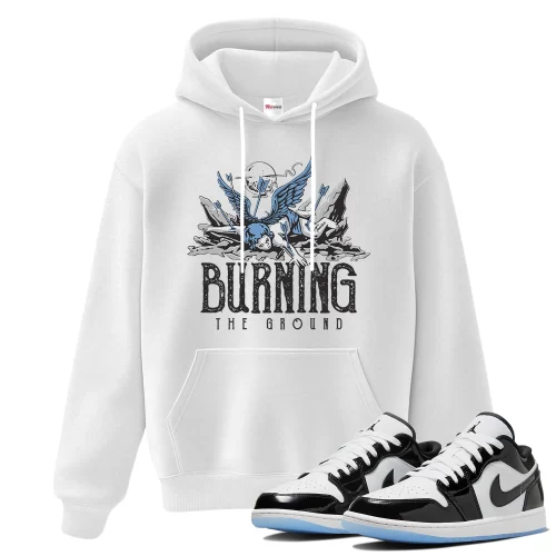 TeeVivo Hoodie Match Air Jordan 1 Low SE Concord Burning the ground – Air Jordan 1 Hoodie, AJ1 Hoodie