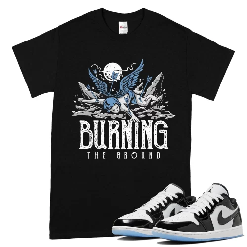 TeeVivo T-Shirt Match Air Jordan 1 Low SE Concord Burning the ground – Air Jordan 1 Shirt, AJ1 Shirt