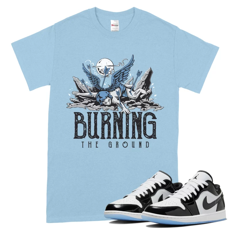 TeeVivo T-Shirt Match Air Jordan 1 Low SE Concord Burning the ground – Air Jordan 1 Shirt, AJ1 Shirt