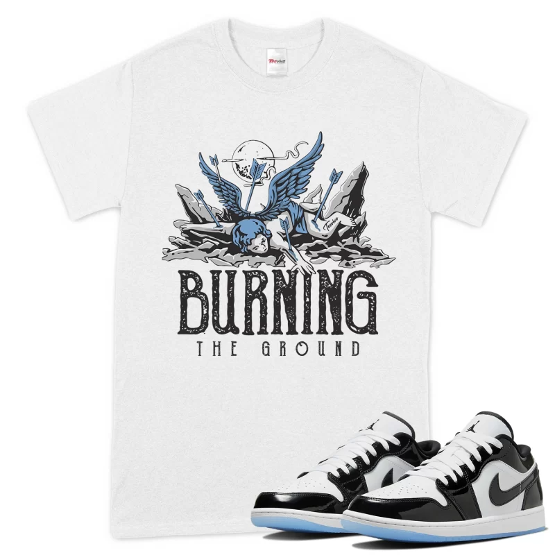 TeeVivo T-Shirt Match Air Jordan 1 Low SE Concord Burning the ground – Air Jordan 1 Shirt, AJ1 Shirt