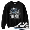 TeeVivo Sweatshirt Match Air Jordan 1 Low SE Concord Burning the ground – Air Jordan 1 Sweatshirt, AJ1 Sweatshirt