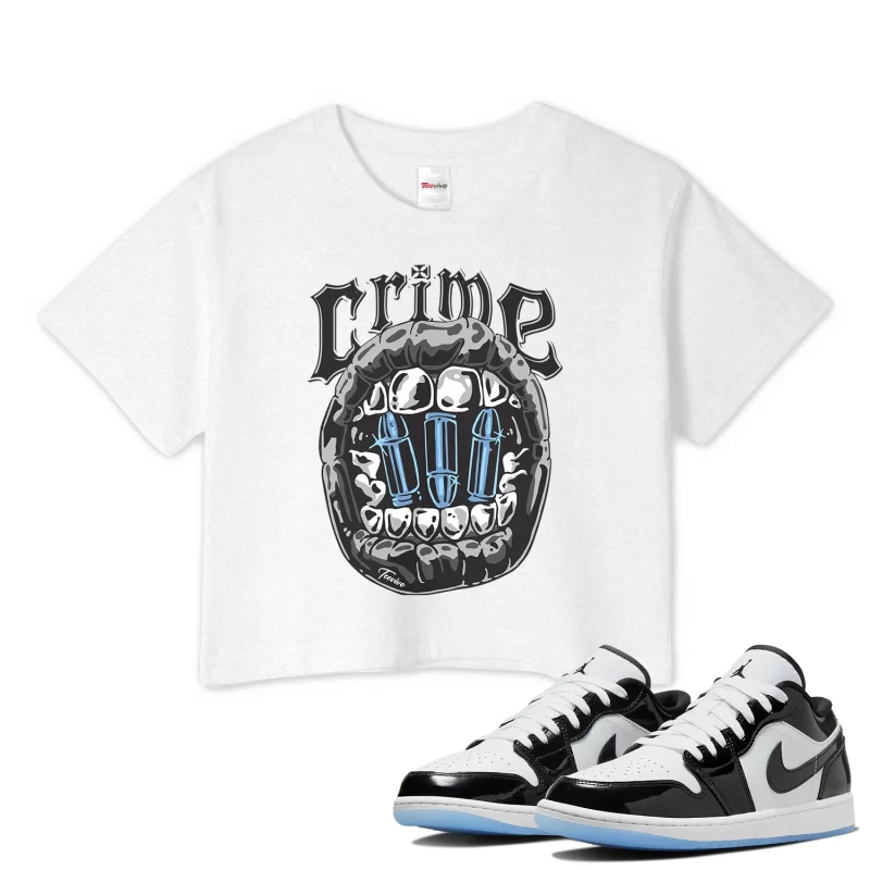 TeeVivo Crop Top Match Air Jordan 1 Low SE Concord Crime – Air Jordan 1 Crop Top, AJ1 Crop Top