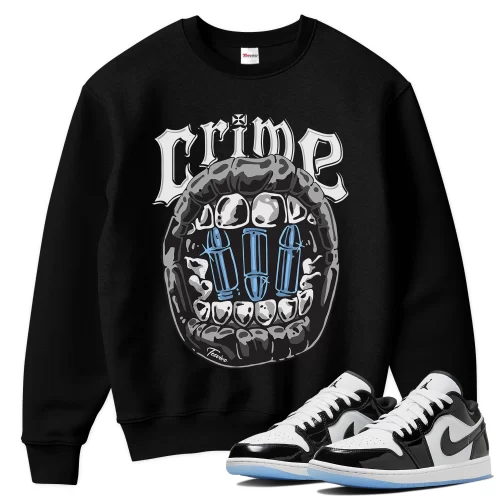 TeeVivo Sweatshirt Match Air Jordan 1 Low SE Concord Crime – Air Jordan 1 Sweatshirt, AJ1 Sweatshirt
