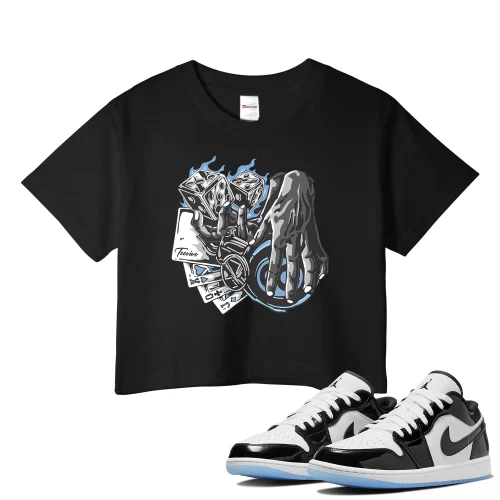 TeeVivo Crop Top Match Air Jordan 1 Low SE Concord Gambling – Air Jordan 1 Crop Top, AJ1 Crop Top